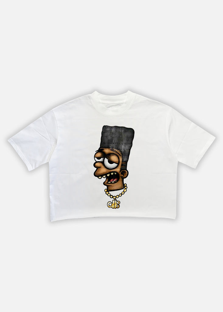 BLACK BART CROP TEE - WHITE