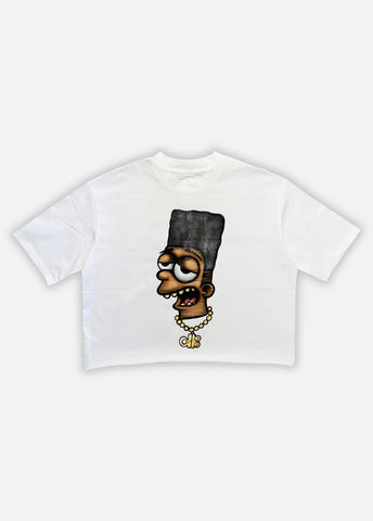 BLACK BART CROP TEE - WHITE