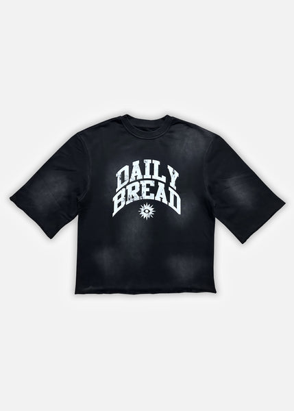 VARSITY SUN-DRIED CROPPED CREWNECK - BLACK