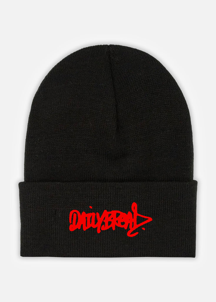 CLASSIC SCRIPT CUFF BEANIE - BLACK/RED