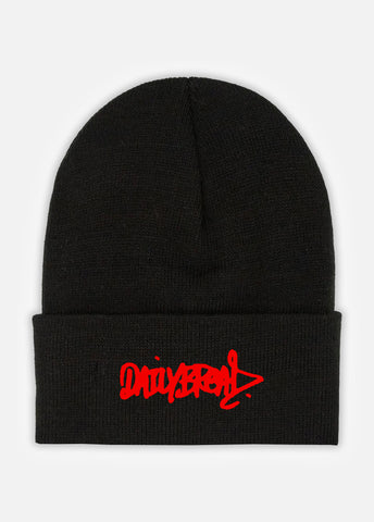 CLASSIC SCRIPT CUFF BEANIE - BLACK/RED