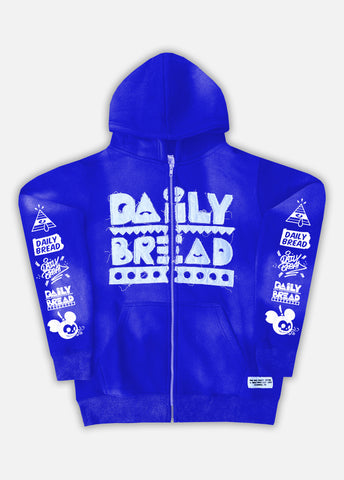 QUALITY FUNK WORLDWIDE DISTRESSED APPLIQUÉ ZIP-UP - ROYAL