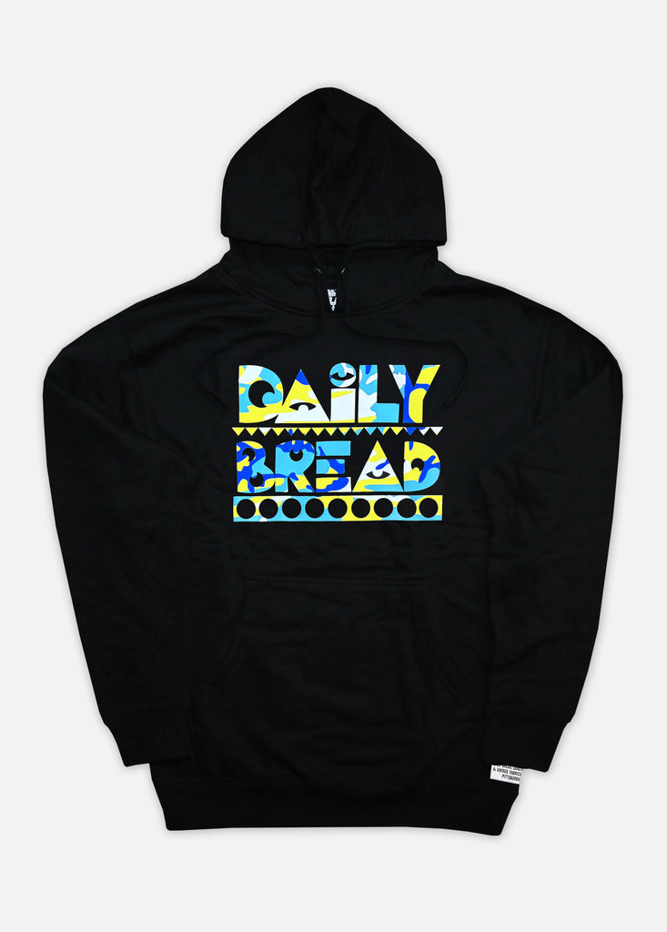 POP ART CAMO HOODIE - BLACK/LT BLUE