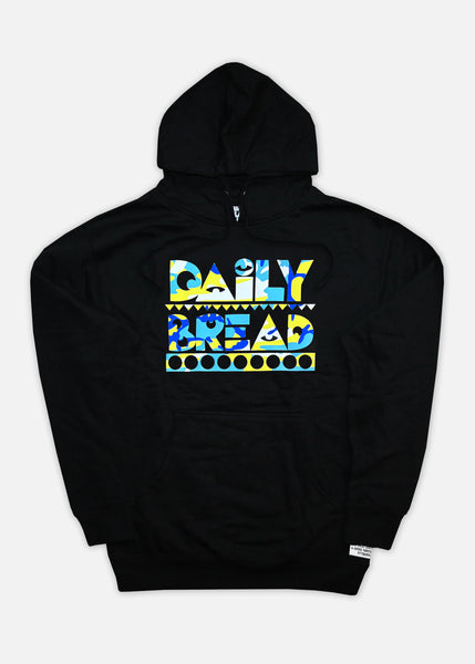 POP ART CAMO HOODIE - BLACK/LT BLUE