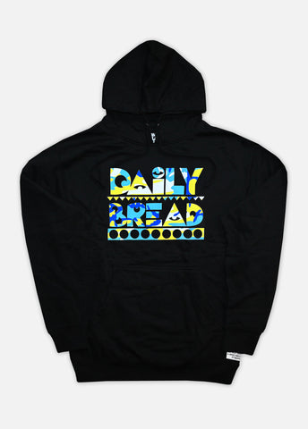 POP ART CAMO HOODIE - BLACK/LT BLUE