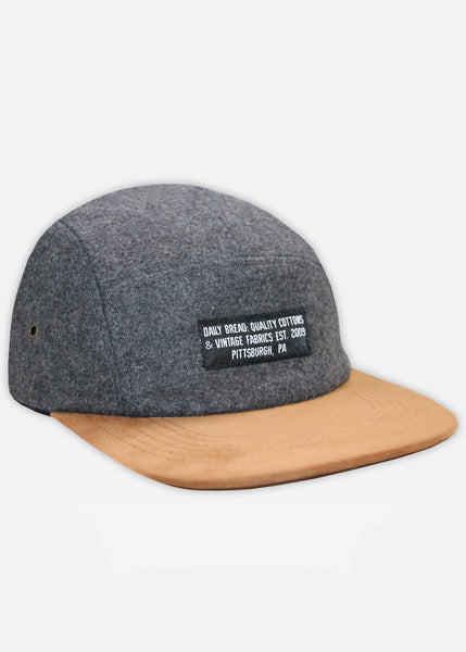 WOOL/SUEDE QUALITY COTTONS 5-PANEL - DARK GREY
